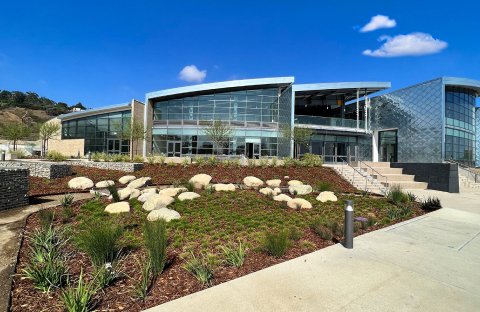 modern round glass front building